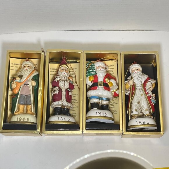 Vintage Santa Claus Figurine Set Of 4 By Bradford Editions 1890 1895 1909 1915 - Picture 2 of 12